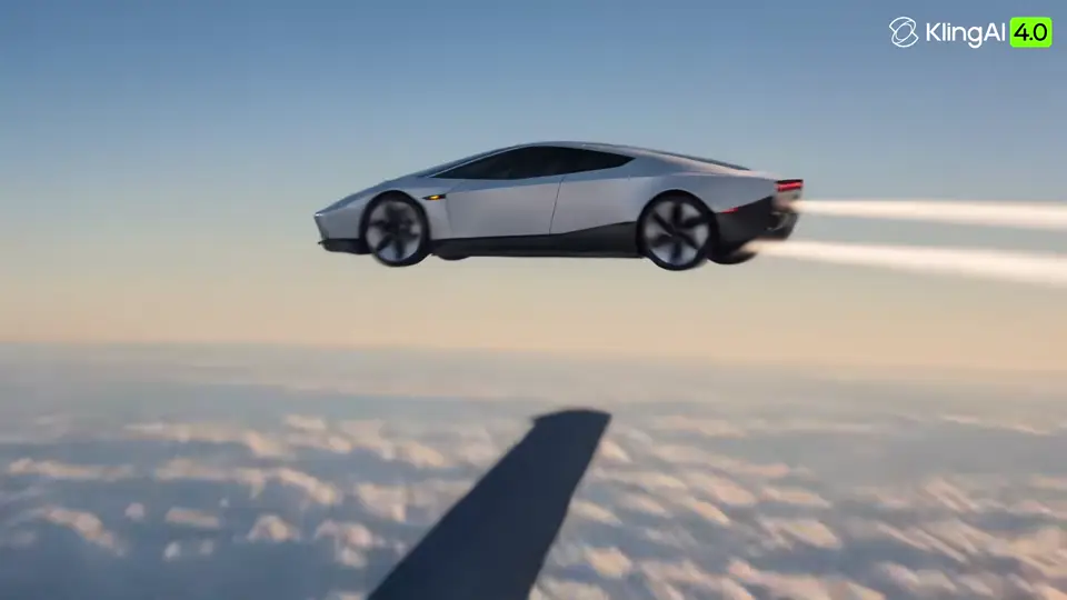 Cars of the future: a flying Roadster at the drive-through (made with Kling AI)